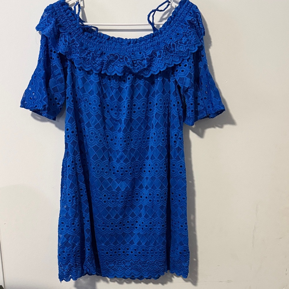 Danny & Nicole Royal Blue Lace Mini Dress